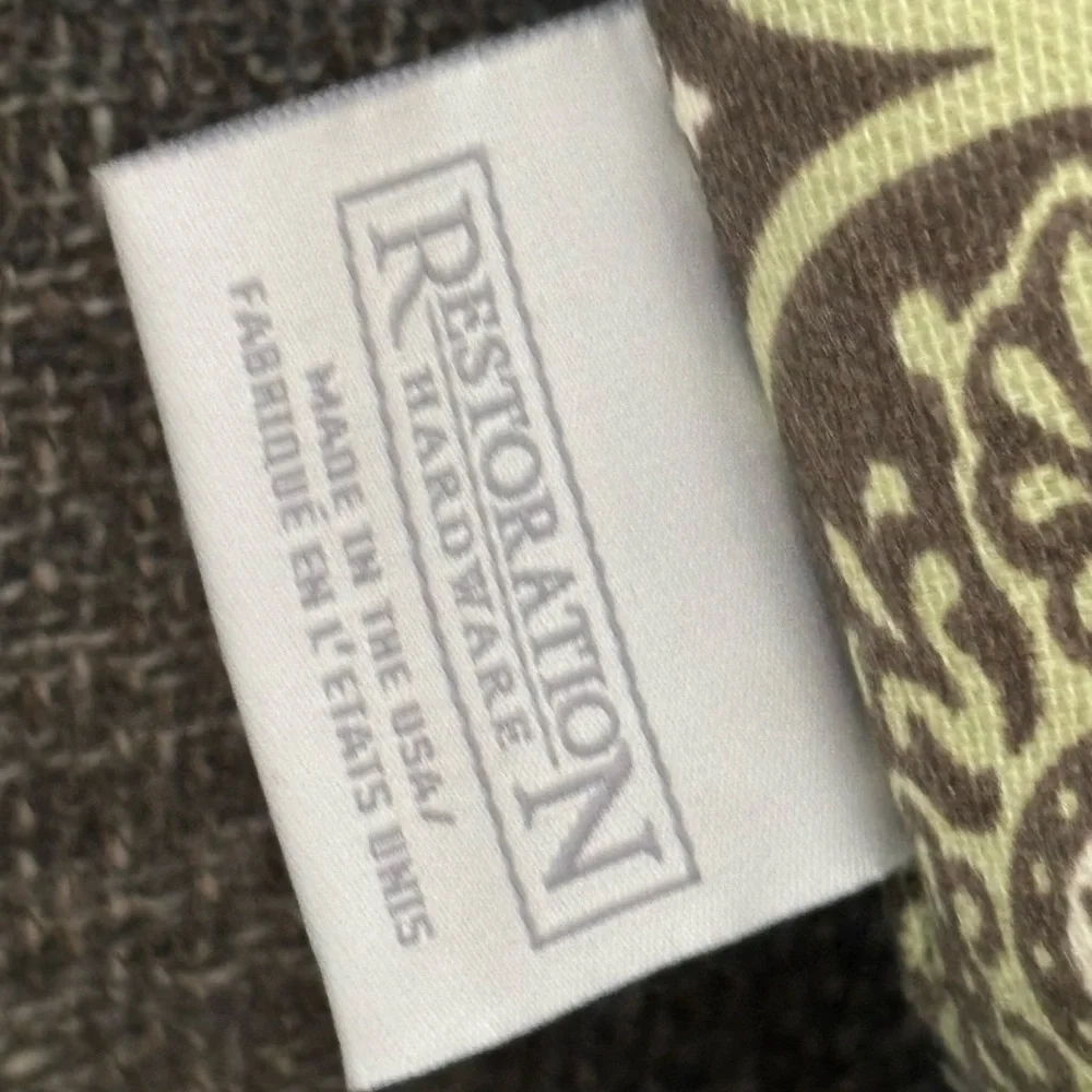 Restoration Hardware Olive Green Brown Set Of 2 Throw Pillows NICE Made In USA